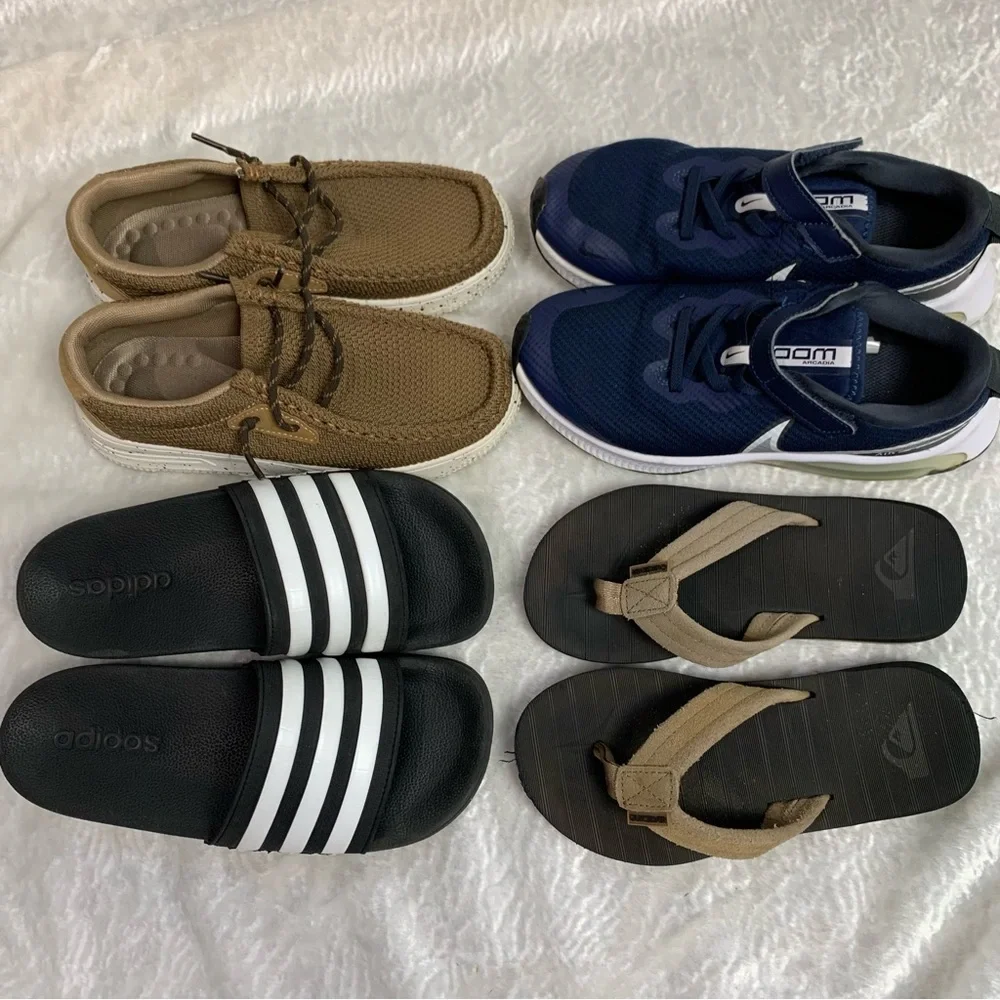 ADIDAS, NIKE, Billabong, Hey Dude style shoe lot- boys size 3